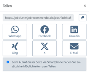 JobRecommender - Teilen-Dialog